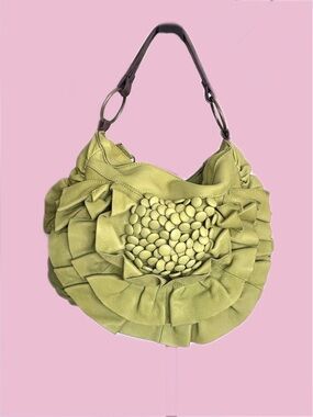 🐚 MISS ALBRIGHT GREEN PLEATHER FLOWER BAG